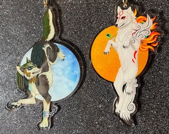 Wolf Duo- Amaterasu and Link -Acrylic Charms