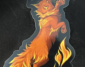 Fire Cat - Glossy Vinyl Sticker