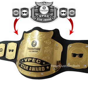 Cinturón de campeonato personalizado YourCustomBelt hecho a mano para Vision Point EyeCenter de 4 mm