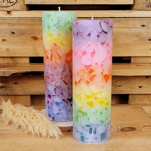 Wax cube candle giant candle l rainbow | pillar candle large colorful | birthday gift l handmade l colorful candle