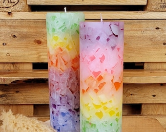 Wax cube candle giant candle l rainbow | Pillar candle large colorful | Birthday gift l handmade l colorful candle