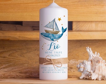 Doopkaars | Boot | 15-30 cm hoog | Gepersonaliseerde kaars | Protestant | Katholiek