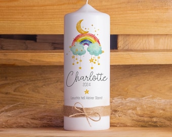 Tęczowy Most Świeca Żałobna Gwiazda Dziecko | 15 - 30 cm wysokości | Spersonalizowana Świeca | Świeca pamiątkowa