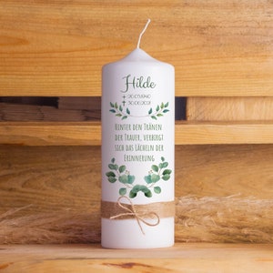 Mourning candle eucalyptus | 15 - 30 cm height | Personalized candle | Memorial candle