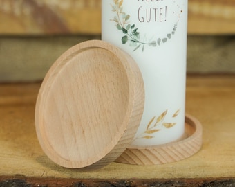 Sottobicchieri per candele in legno di faggio | Diametro 10 cm | Portacandele rustico | Candeliere | Candela per battesimo | Candela nuziale | Candela della comunione