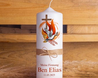 Personalized Confirmation Candle – On Fire Red | Confirmation Candle with Name & Date | Catholic Confirmation Candle | Confirmation Gift