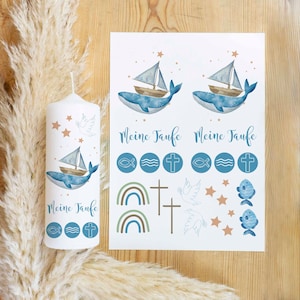 Kerzentattoo Taufe Boot | Kerzenfolie | Bastelset für Kerzen Thema Taufe | Geschenk | Basteln | Kerzensticker | Evangelisch | Katholisch