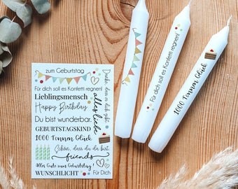 Kerzentattoos Geburtstag | Kerzenfolie | Bastelset für Kerzen Thema Geburtstag | Geburtstagsgeschenk | Basteln |  Sprüche | Kerzensticker