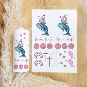 Kerzentattoo Taufe Boot Galaxy | Kerzenfolie | Bastelset für Kerzen Thema Taufe | Geschenk | Kerzensticker | Evangelisch | Katholisch