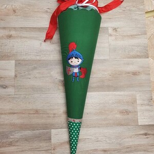 School cone sugar cone school enrollment knight with name and pillow insert