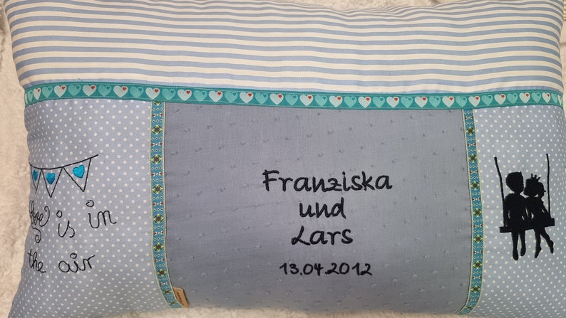 Kissen Hochzeit Hochzeitstag Name Namenskissen Kuschelkissen Bild 5