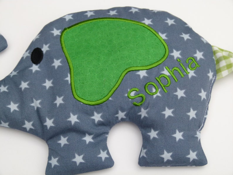 Heat cushion spelled cushion elephant with name grain cushion microwave image 2