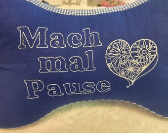 Leseknochen Mach mal Pause Lesekissen Bücherkissen Nackenkissen Tablettkissen