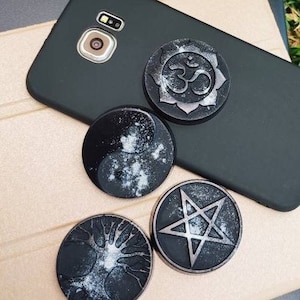 Orgonite Cell Phone Disc, EMF Balance & Protection, Shungite, Obsidian, Selenite, Crystal Quartz, Black Tourmaline, Tablet Laptop Adaptable