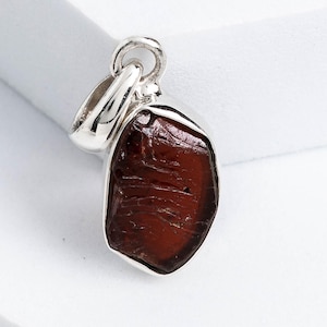 Raw Garnet Pendant, Natural Red Garnet Necklace, January Birthstone Jewelry, Charm Necklace, Handmade Crystal Pendant, Birthday Gift for Her