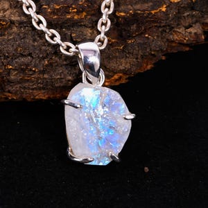 Regenbogen Mondstein Anhänger, 925 Sterling Silber, Handgemachter Edelstein Anhänger, Heilstein Schmuck, Mondstein Halskette, Geschenk für Sie
