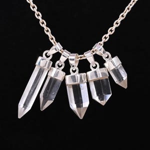 Natural Clear Quartz Point Pendant, Sterling Silver Pendant, Healing Crystal Necklace, Amplifying Jewelry, Handmade Silver Pendant Gift