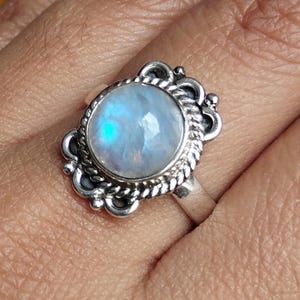 Rainbow Moonstone Ring, 925 Sterling Silver Ring, Band Ring, Women Ring, Boho Ring, Moonstone Jewelry, Unique Ring, Gift for her