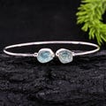 Raw Aquamarine Bracelet, Sterling Silver Cuff Bracelet, Natural Rough Aquamarine Jewelry, March Birthstone Bracelet, Handmade Gift for Her product logo