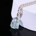 Raw Aquamarine Gemstone Pendant, Aquamarine Necklace, Dainty Gemstone Pendant, March Birthstone Necklace, Handmade Jewelry, Gift for Women