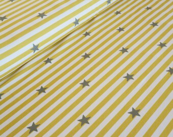 Mini Stripes Sterne senf / grau Sommersweat