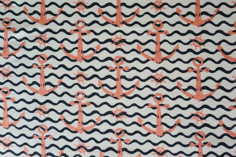 Jersey Sailor Scene Anker Navy / apricot Bild 3