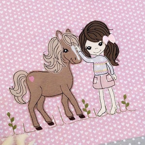 Embroidery file horse with girl horse love embroidery motif doodle application 16x26