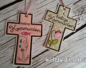 ITH embroidery file cross communion decoration pendant embroidery motif "in the hoop" flower wreath 13x18 - 5x7 inches