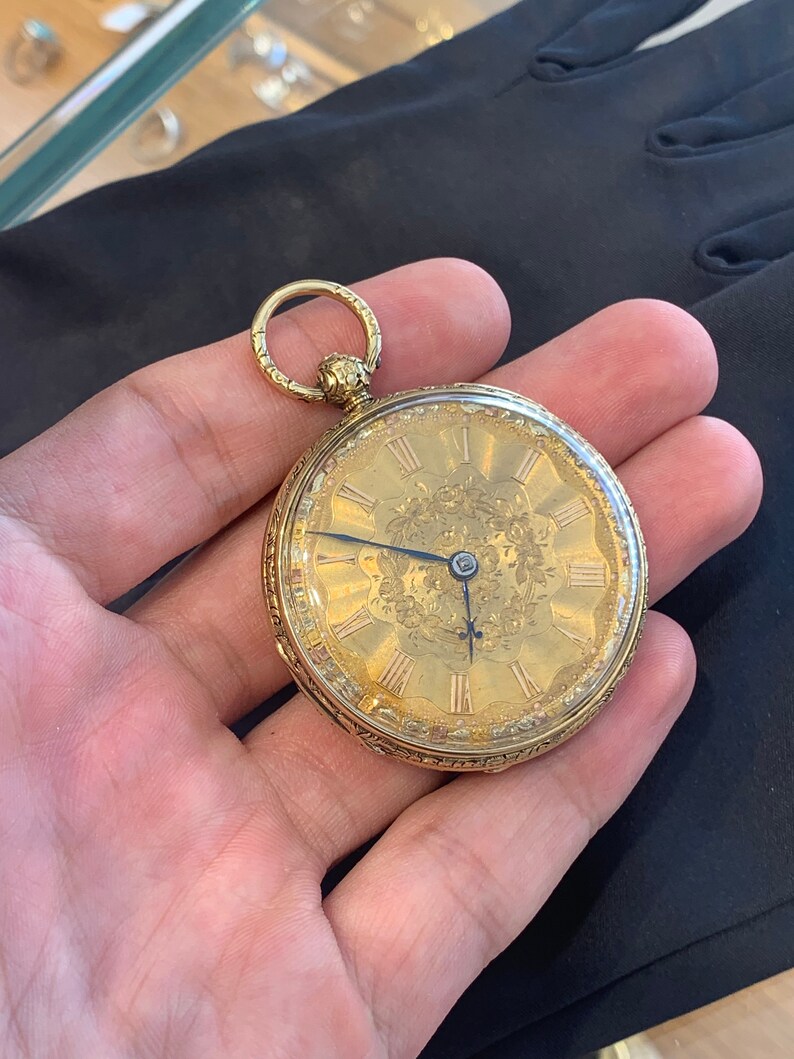 Antique 18k Gold Pocket Watch Etsy
