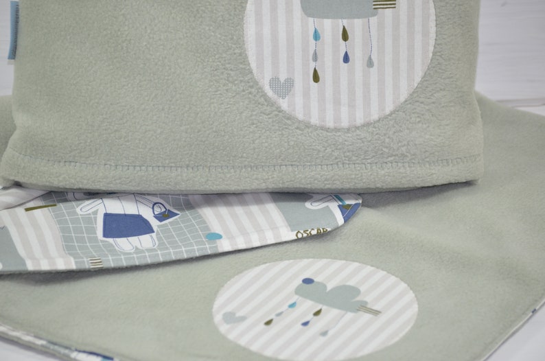 Baby blanket lilla barn green Set 3 pieces . sewn fleece image 3