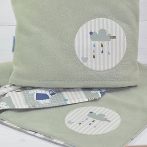Baby blanket lilla barn green Set 3 pieces . sewn fleece image 1