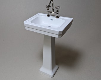 1:12 Miniature Period Pedestal Sink - Vintage Dollhouse Model