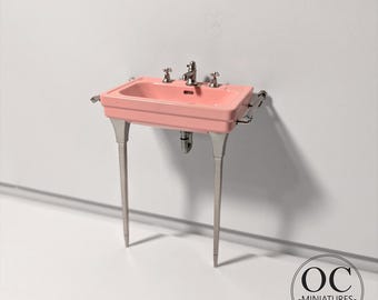 1:12 Dollhouse Bathroom Sink - Miniature Scale Furniture - 1950s - Dolls House