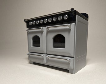 1:12 Scale Dollhouse Miniature Vintage Double Oven Stove Cooker - SIde By Side Style