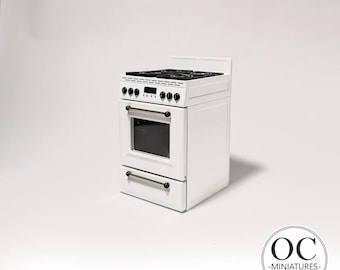 Dollhouse Oven Stove with Drawer Miniature | 1:12 Scale Kitchen Furniture - Dolls House