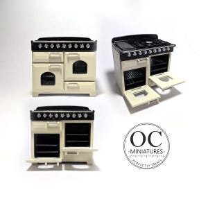 Estufa de horno doble vintage en miniatura para casa de muñecas a escala 1:12, para cocina en miniatura
