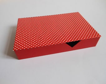 Hübsche Schreibtischbox, rot mit weißen Punkten, Stifteaufbewahrung, Schachtel für Stifte, Box für Schreibutensilien, Schachtelmacherin