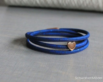 Wrap bracelet | Cork | vegan | heart | royal blue | swabiangirl