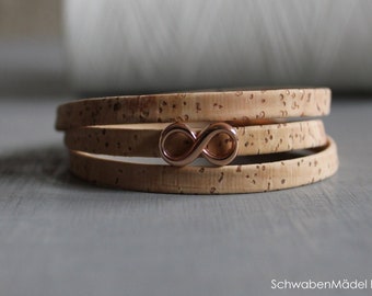 Infinity bracelet wrapped | Cork | vegan | rosegold