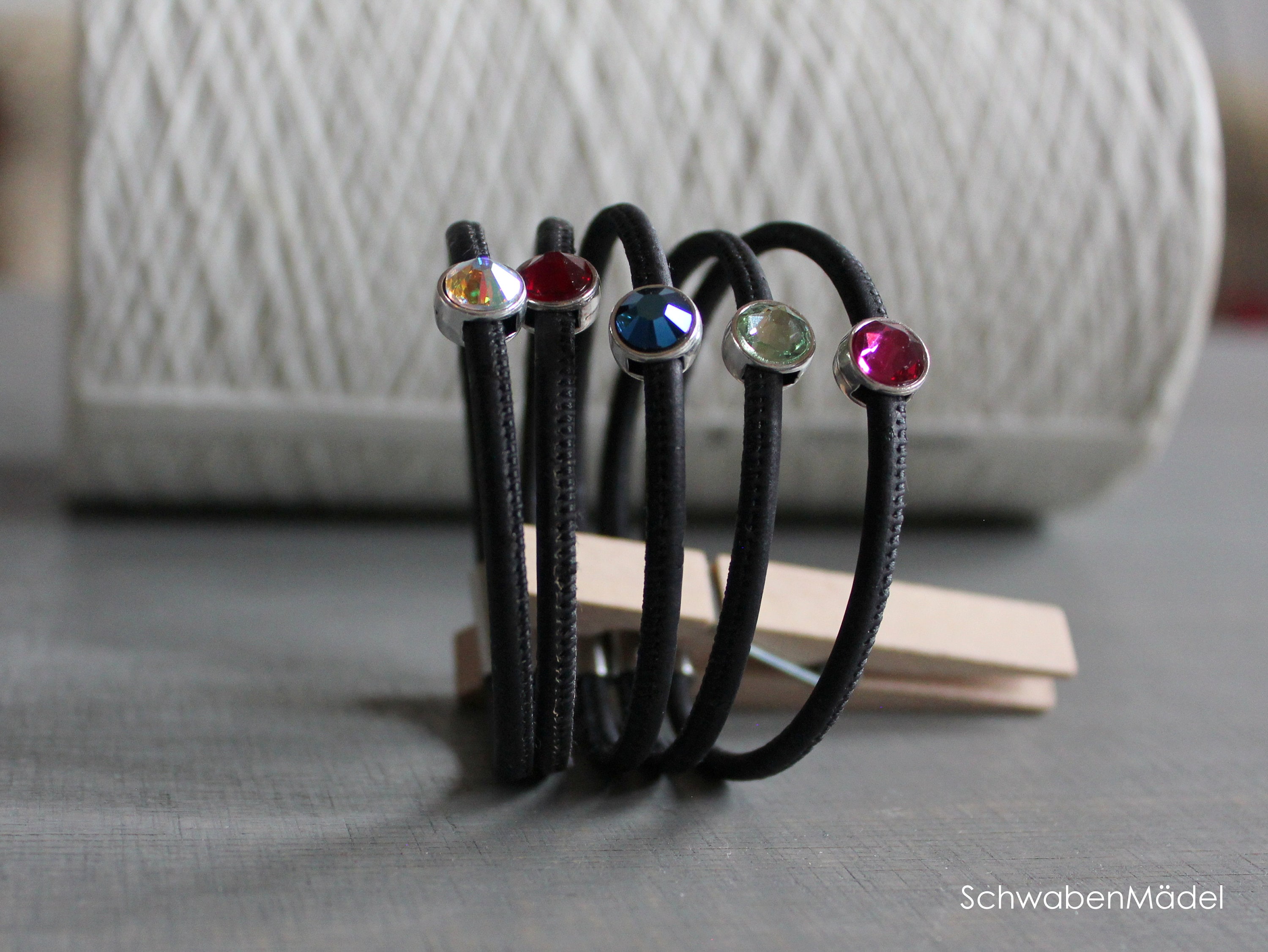 Bracelet en liège | noir | Perle de verre