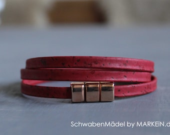 Armband zum wickeln | Kork | vegan | koralle gold