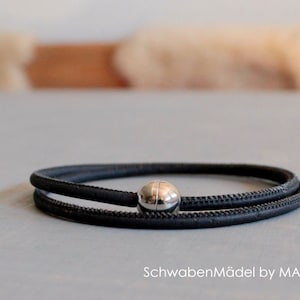 Wrap Bracelet | Cork | vegan | black-silver | round