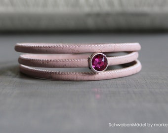 Wickelarmband  | Kork | vegan | Glasperle in pink | SchwabenMädel