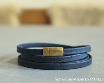 Bracelet wrapped | cork | vegan | marine old gold