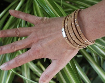 Wickelarmband | Kork | vegan | natur-silber