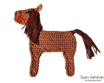 horse, crochet application, patch, pony, appliqué, animal application, horse application, girl's application