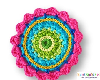Rosett - Virkad applikation Patch Applikation Blomma Virkad Blomma