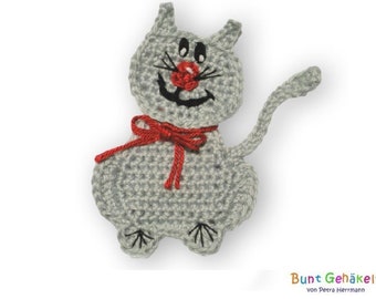 cat, crocheted appliqué, crochet application, patch, crochet cat, cat application, crochet picture