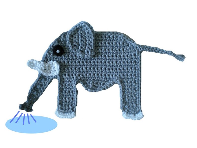 elephant, crochet application, crocheted elephant, appliqué, patch, crochet pattern, crochet elephant image 2