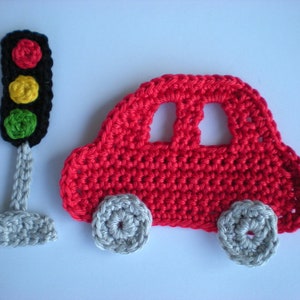 Car with traffic light, crochet application, patch, application, crochet car, boy's application image 3